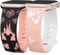 BEEXI 2 Packs Cartoon Engraved Compatible with Apple Watch Strap 41/40/38mm/42mm Women,Two-Tone Cute Soft Silicone Sport Strap for iWatch SE Series 10/9/8/7/6/5/4/3/2/1, Black&Sandy Pink