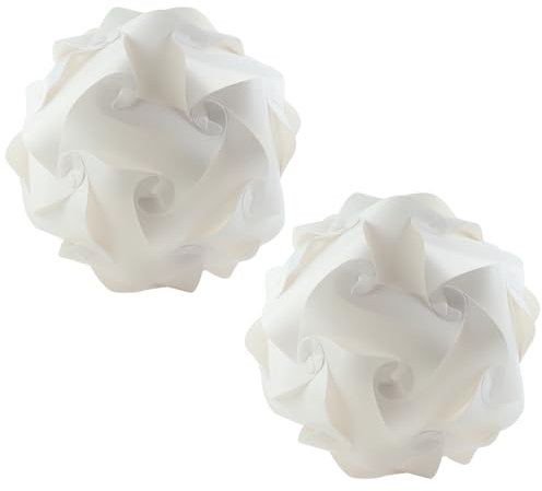 Hwtcjx 2 Piezas Pantalla para Lámpara, Pantalla de Rompecabezas de Bricolaje, Pantalla Decorativa, Farolillo, Lámpara de Techo, Lámpara Moderna, Pantalla Redonda para Lámpara Colgante, 25 cm, Blanco
