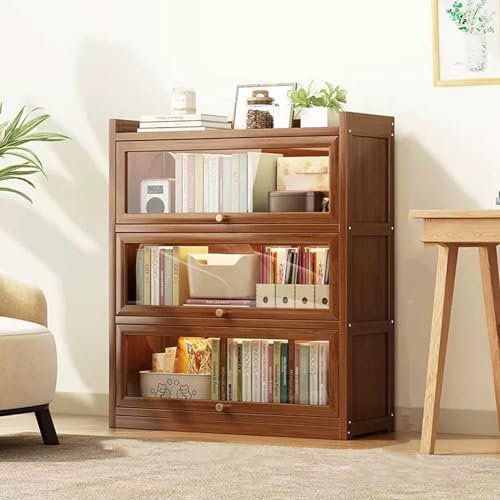 Freistehende Vitrine für Sammlerstücke in Braun, 8 Ablagen, ideal für Badezimmer, Küche, Wohnzimmer, Schlafzimmer und Home Office