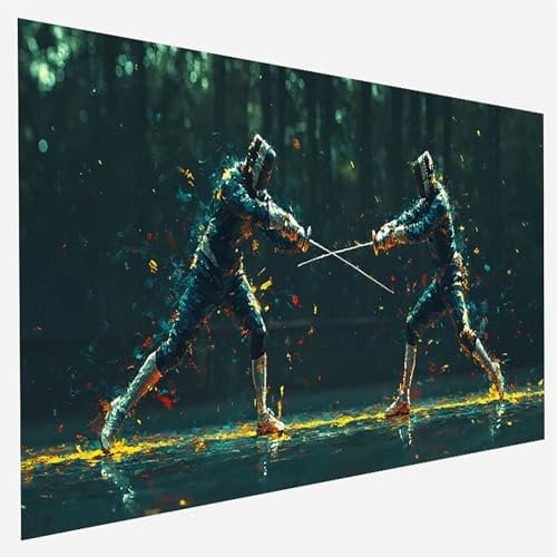Malen Nach Zahlen Erwachsene Fechten, Paint by Numbers, DIY Erwachsene Baum, mit Pinseln und Acrylfarben Handgemalt öLgemäLde Leinwand für Home Wand Decor Geschenk, Ohne Rahmen 80 x 160 cm Z-O-G