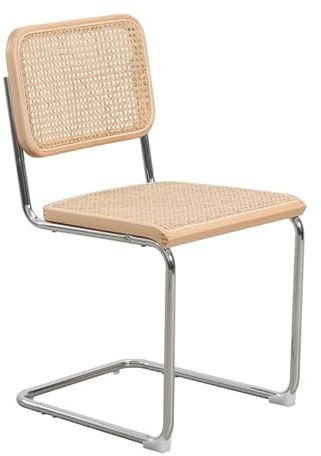 Kosmi Retro Stuhl mit Metallbeinen und Naturgeflecht