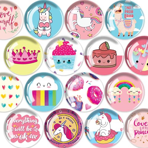 16 Pcs Cute Fridge Magnets, Round Fridge Magnet for Whiteboard (Cute) | Mini Fridge Accessories | Craft Magnets | Small Magnets for Whiteboard, Office. Kitchen and School