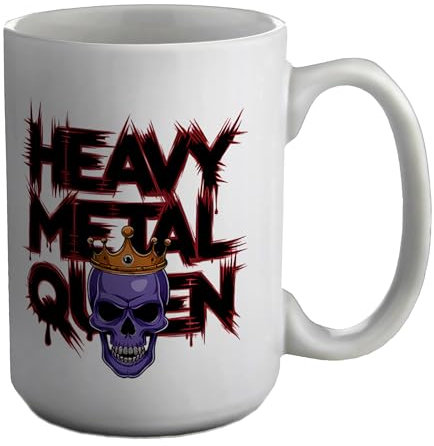 Shopagift Heavy Metal Queen Music Skull Rock Gothic Mug White 15oz Large Ceramic Cup
