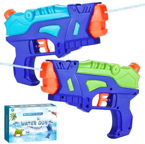 (2-Pack) Wasserpistolen für Kinder, Wasserpistolen Spritzpistolen für Schwimmbad im Freien, Beste Sommer Wasser Kampf Spielzeug Geschenke für Jungen Mädchen, Training Spielzeug für Haustiere