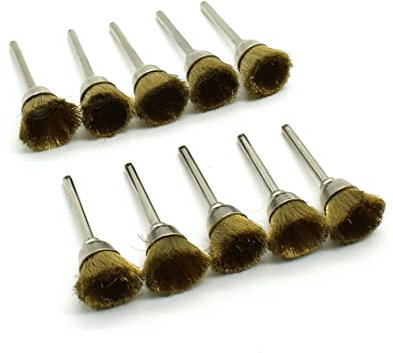 TMAX 100 pc Brass 1/2 Inch Cup Wire Brush Wheel with 1/8 Inch Shank for Dremel Rotary Tools