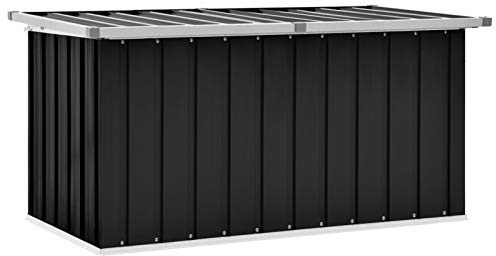 IKAYAA Gartenbox aus Metall Groß Garten Auflagenbox XXL Garten Aufbewahrungsbox Gartenbox Kissenbox Gerätebox Gartentruhe für Gartengeräten Poolzubehör Spielzeug 129 x 67 x 65 cm Anthrazit