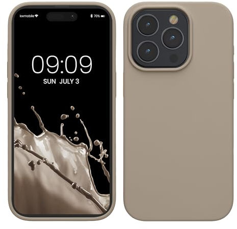 kwmobile Handyhülle für iPhone 15 Pro Max Hülle, für iPhone 15 Pro Max Case - Hülle Silikon - kabelloses Laden - Taupe