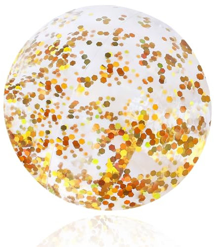 Ballon de Plage Gonflable, Enfant Glitter de Plage, Pailleté Ballon Piscine,Transparent D'eau Gonflable, pour Enfants Adultes Jeux d'eau, Fêtes Sur la (or)