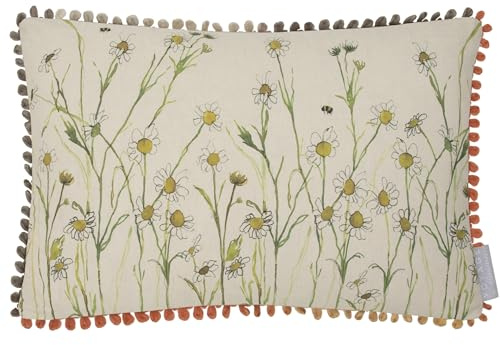 Voyage Maison Ellaphie Feather Filled Cushion – Pressed Flowers Cotton Blend British Meadow Country Charm (Linen - 40x60cm)