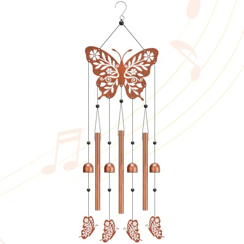 Xialvyu Metall Schmetterling Windspiel, Schmetterling Windspiel Garten, Gartendeko für Draußen, Hof, Terrasse und Verandas, für Frauen Männer Gedenkgeschenk