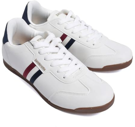 Lambretta Mens Tackle Retro Low Rise Mod Trainers - White/Navy/Black - 9 UK