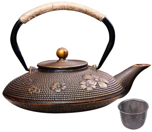 Teiera in ghisa, teiera in ghisa giapponese da 800 ml con design a infusore per tè a foglie sciolte, bollitore da tè