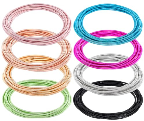 PH PandaHall 80pcs 8 Couleurs Bracelets de Cordes de Guitare Calibre 12 Bracelets Empilables en Fil pour Femmes Bracelet en Spirale Bijoux à Faire Soi Même DIY Artisanat