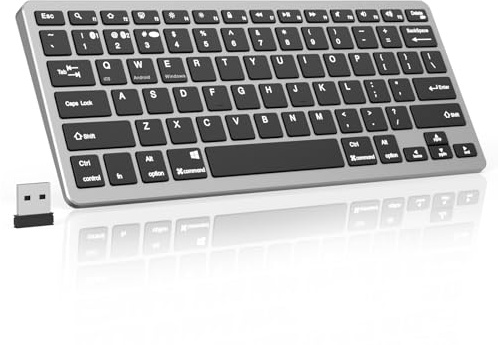 KVTVOU Tastiera USB cablata full size tastiera da ufficio compatibile con Mac PC Tablet Windows Android Microsoft layout UK, nero