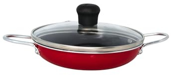 IMUSA Mini Fry Pan 5.8” Nonstick Skillet, Caribbean Red Ceramic Egg Pan with Glass Lid, Small Aluminum Cookware for Single Servings, PFAS Free