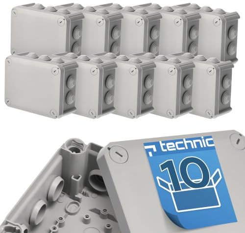 EDO Set 10x Aufputz-Abzweigdose IP44 150x115x65 mm Grau – UV-beständig | Halogenfrei – Verteilerdose / Anschlussdose mit Kabeleinführungen und Schraubdeckel für Innen- und Außen