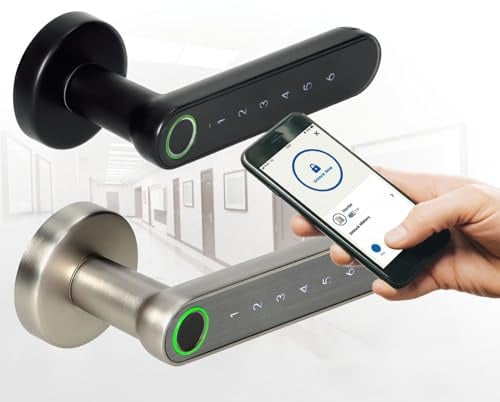 Trano Smarter Türgriff mit Touch-Tastatur & Fingerabdruckleser, Bluetooth 4.0, Zink, schwarz/silber, für Türen 38-56 mm, IP20, Variante:silber
