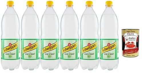 Italian Gourmet Softdrink Lime & Mint 6×1L PET – Erfrischendes Limette-Minze Getränk ohne Alkohol, Spritzig & Aromatisch + Italian Gourmet Polpa