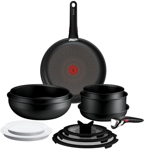Tefal Ingenio Explore - Juego de 6 Piezas + 7 Accesorios, Aluminio | 2 Sartenes 22/28cm + Wok 26cm + 3 cazos 16/20/24cm + 7 Acc, Antiadherente, Apto inducción y horno, Thermo-Signal,Antiarañazos