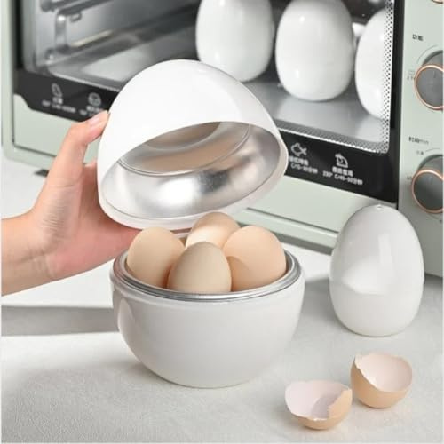 Quick cook egg boiler that works in microwave ovens, reduces cooking time to approximately 9 minutes for soft or hard boiled outcomes (White egg)