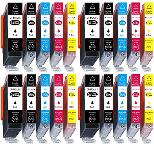 20 XL Druckerpatronen ersatz für Canon PGI-570 PGI570 CLI-571 CLI571 kompatibel zu Canon PIXMA MG5700 MG5750 TS5050 MG5751 MG5752 MG5753 MG6850 MG6851 MG6852 TS5050 TS6050 TS8050 TS9050
