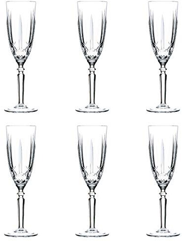 RCR Crystal Lot de 6 flûtes à champagne en verre cristal 200 ml – Gamme RCR Orchestra Prosecco Fizz – Coffret cadeau – Fabriqué en Italie