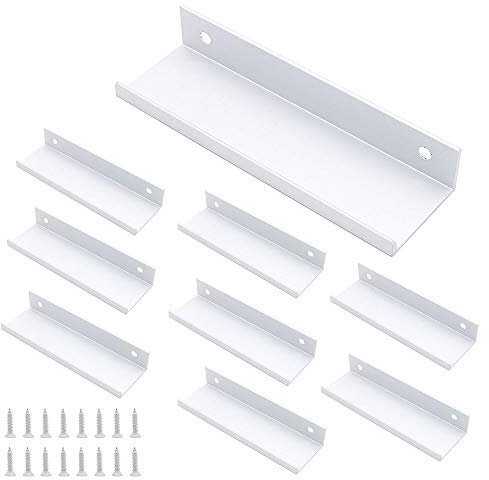 Set of 8 NUZAMAS Kitchen Lip Pull Handles, Aluminum Alloy, Silver Color, Door Handles, Concealed Finger Pull Handle for Home Kitchen Door Drawer Cabinet, 12cm