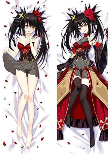 Ksainiy Date A Live: Tokisaki Kurumi, Peach Skin-Animation Pillowcase, 3D-Druck Pillowcase, Lange Pillowcase, Reißverschluss, leicht zu ändern, 2-Wege-Stoff, ein Lieblingsgeschenk for Anime-Fans und E