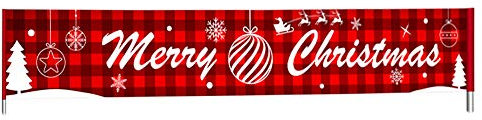 Omenluck 1 x Banner zum Aufhängen Merry Christmas, für drinnen und draußen, Weihnachtsdekoration, rote Girlande.