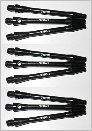 THOR-DARTS ®™ Aluminiumschäfte 47mm medium Dart Alu Shafts 3 Set = 9 Stück schwarz