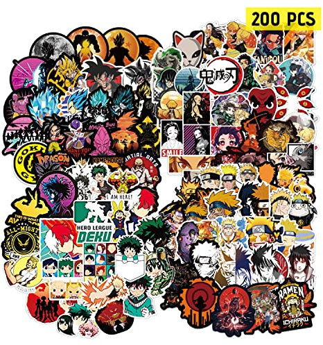 GTOTd Anime Mixed Sticker (200Pcs). Gifts Merch Anime Mixed Decoartions Birthday Party Supplies for Water Bottle Stickers Laptops Skateboards Teens