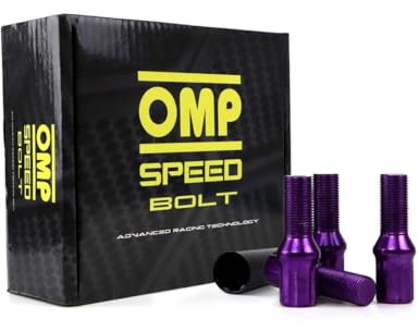OMP Speed Juego de 20 Tornillos Acero de Colores M12X1.5 Llave de 17/19 Largo 27mm Color Morado y Material DIN 10.9
