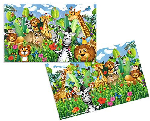 HERMA 19691 Schreibtischunterlage Kindergarten Dschungel, abwischbare Kinder Schreibunterlage aus Karton, 55 x 35 cm, beidseitige Motiv Tischunterlage für Mädchen & Jungen