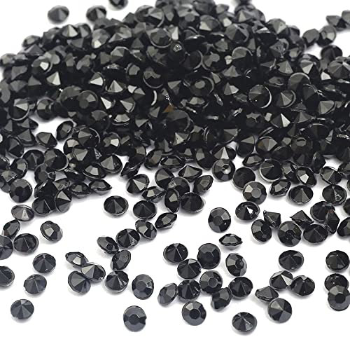 1000 Stück Acryl Deko Diamantkristalle 4mm Glitzer Streudeko Tischschmuck Funkelnd Dekosteine Kristalle Konfetti Diamanten zum DIY Verzieren Tischdeko Hochzeit Taufe Verlobung Valentinstag,Schwarz