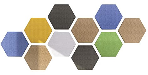 LIU- 10 Stück Hexagon Filz Pinnwand,0,35 Zoll Dicke Farbige Filzfliesen Memo Board, Für Home Office School Wall Decor, Mit Push Pins