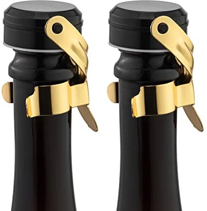 WOTOR Champagne&Wine Stopper Stainless Steel with Food Grade Silicone, Leak-Proof and Bubble Retaining Saver Keeps Wine&Champagne Fresh,Suitable for All Standard Size Wine&Sparkling(2 Pack Gold)