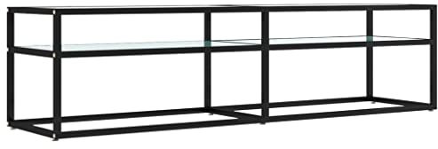 vidaXL TV Schrank Lowboard TV Möbel Tisch Board Sideboard Fernsehtisch Fernsehschrank HiFi-Schrank Weiß Marmor-Optik 160x40x40,5cm Hartglas