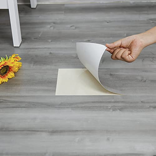 Dureidos 20-Pack 30 Sq.Ft Peel and Stick Floor Tile, Natural Grey Wood Grain Look, Self Adhesive and Waterproof Vinyl Flooring for Transfer Bathroom, Kitchen, Living Room, Bedroom