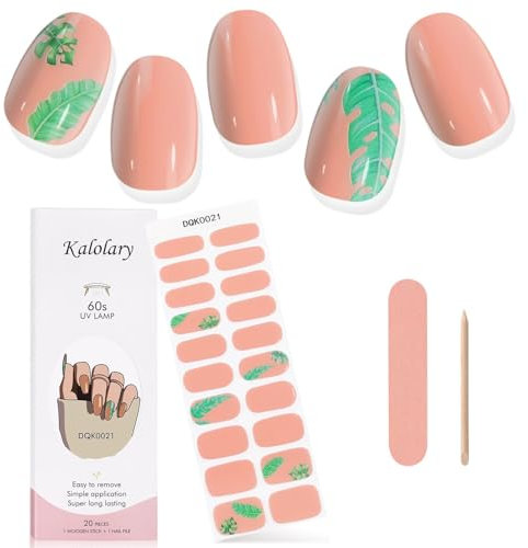 Kalolary Gel Polish Strips, Art Sticker Waterproof Full Wraps Decal Sets With File and Stick for Women Girls Decor (UV/LED Lamp Required) (Light Pink)