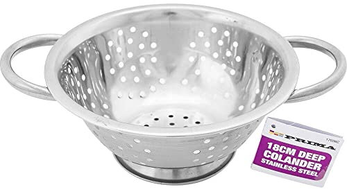 2 X 18CM Stainless Steel DEEP Colander Cooking Kitchen Lightweight Strainer Food
