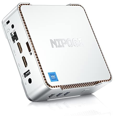NiPoGi Mini PC, processore Intel Celeron N5105, 12GB RAM 256GB SSD Mini computer desktop, Micro PC quad core 4K, supporto SSD da 2,5 pollici, WiFi 2,4 G/5,0 G, Gigabit Ethernet, HTPC