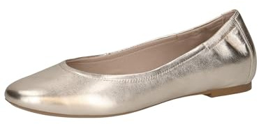 CAPRICE Damen Ballerinas aus Leder Elegant, Gold (Lt.Gold Metal.), 42 EU
