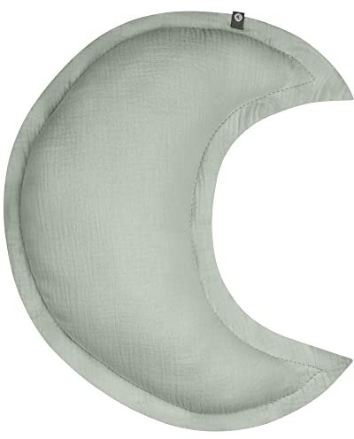 von Herzen Handmade Musselinkissen aus 100% Baumwolle I Kinderkissen I Dekokissen aus Musselin in Mondform I Mondkissen für Kinderzimmer & Bett I Handgenähtes Kissen mit Watte gefüllt (Mint)