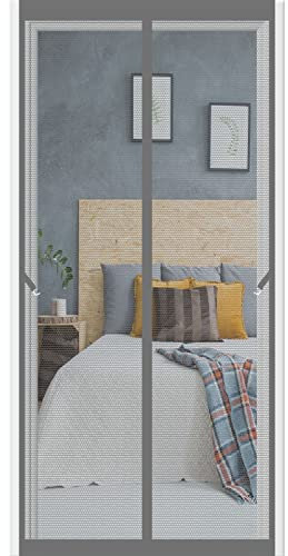 Anti Zanzare Calamite Tenda 125 x 245 cm AntizanzareMagnetiche Anti Zanzare Insetti Traspirante Zanzariere per Legno, Ferro, Porte in Alluminio, Grigio