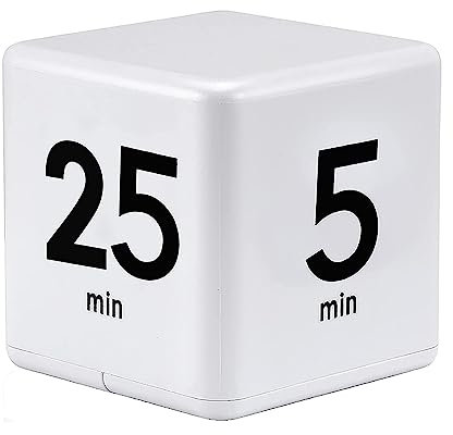 Mobxpar Temporizador digital de cubo, cronómetro y temporizador de cuenta regresiva para niños, estudio, entrenamiento y yoga (blanco 5-15-25-45 minutos)
