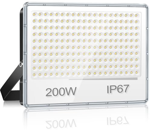 YIQIBRO LED Strahler Außen 200W, LED Fluter Außen 20000LM, Aussenstrahler Wasserdicht IP67, 7000K Kaltweiß Superhell Außenstrahler Scheiwerfer für Lager Garten Garage Hof Fabrik Parkplatz