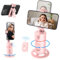 Automatico del viso Treppiede, 360° Auto Tracking Treppiede per Smartphone con Telecomando Staccabile, Controllo Gestuale, Supporto a Tracciamento Auto Facciale, No App per Vlog/Streaming/Video(Rosa)