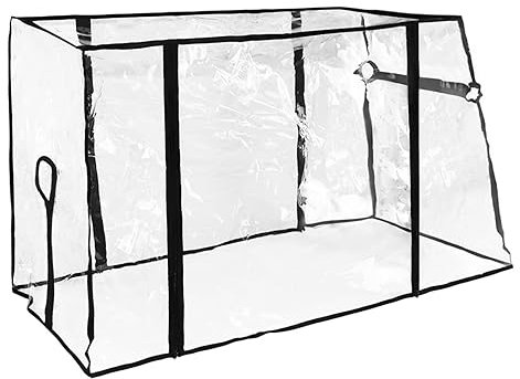 Wagon Rain Cover 74x51x110cm Folding Beach Trolley Cart Cover Waterproof PVC Festival Trolley Cover Transparent Wagon Canopy with Zipper Closure for Camping Garden Picnic Cart Stroller