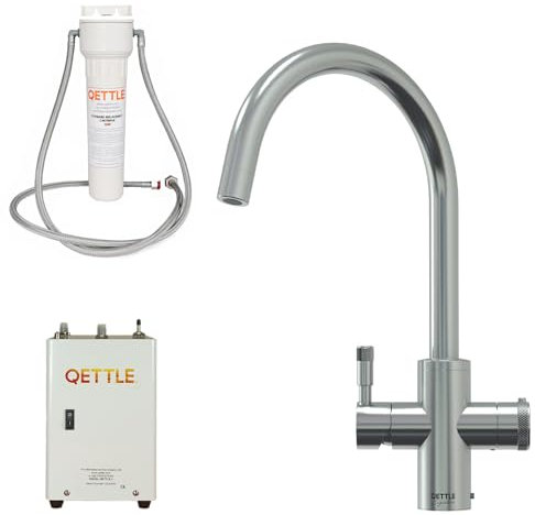 QETTLE Signature Modern 4-in-1 Instant Boiling Water Tap | True Boiling, Filtered Cold, Mains Hot & Cold (Stainless Steel, 2 Litre Boiler)