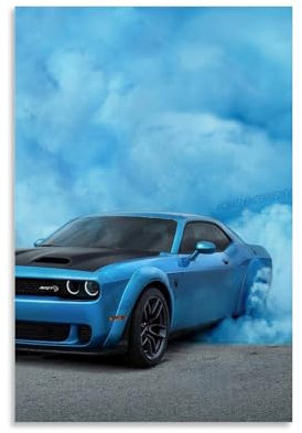 REOTTO Car Poster Dodge Challenger Poster Dekorative Malerei Leinwand Wandkunst Wohnzimmer Poster Schlafzimmer Malerei,Wandkunst Bilddruck Moderne Familienzimmer Dekor 12x18inch(30x45cm)